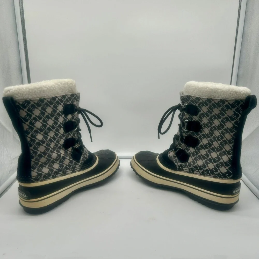 Sorel 1964 Pac Graphic Boots Men‎ 9 Black White Gray Waterproof Winter Snow Duck